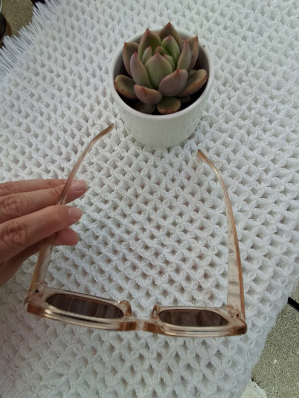 Transparent Beige Rectangle Sunglasses - Women's Fashion Shades